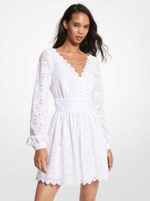 michael kors eyelet cotton mini dress|Palm Eyelet Cotton Dress .